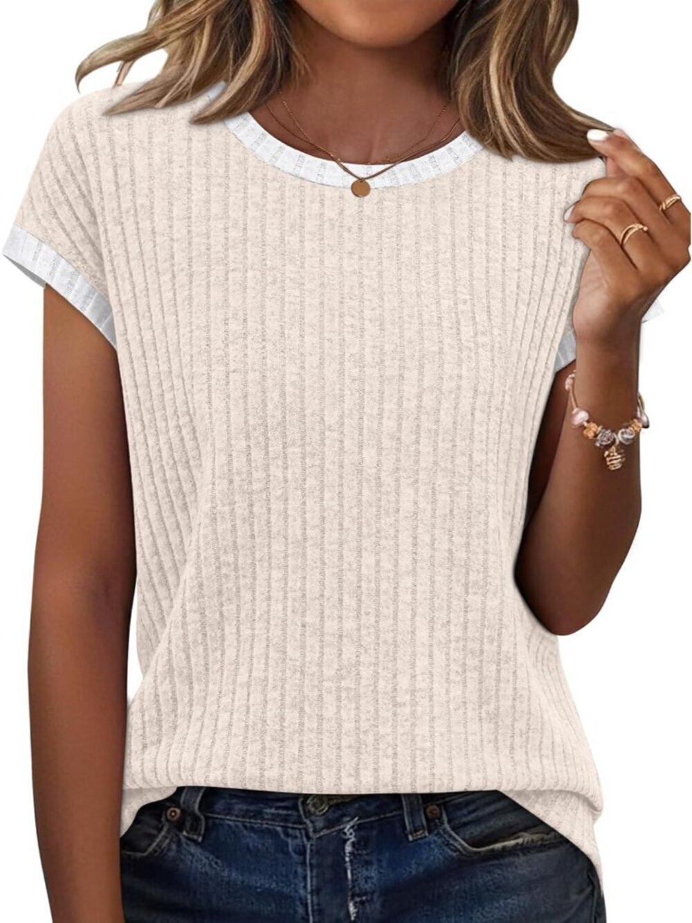 Womens Tops Short Sleeve Shirts Loose Fit Trendy Summer Outfits Dressy Casual Sp